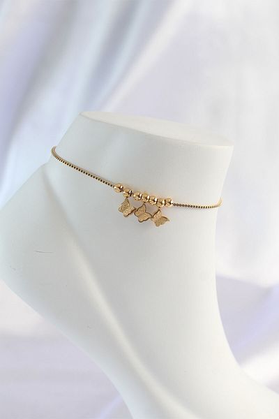 Skygo 316L Steel Gold Color Minimal Butterfly Design Anklet - Tj-Hh1569