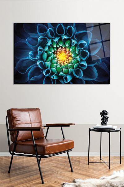 Vosevu Pictură pe sticlă orizontală cu flori artistice abstracte, decor modern pentru birou, cadou, decorare de perete, sticlă irezistibilă