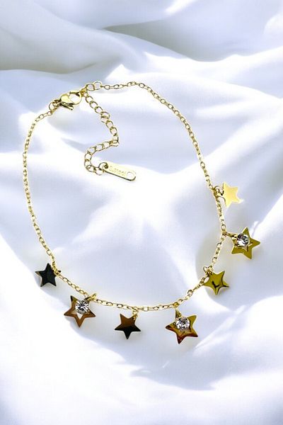 PETEK AKSESUAR Steel Uncertain Star Stone Chain Anklet