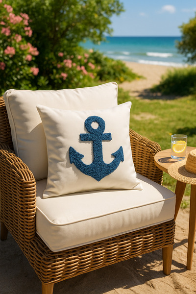 SAYMİNE غطاء وسادة رمي البحارة (نموذج البحر الأبيض المتوسط الخاص بنا :))