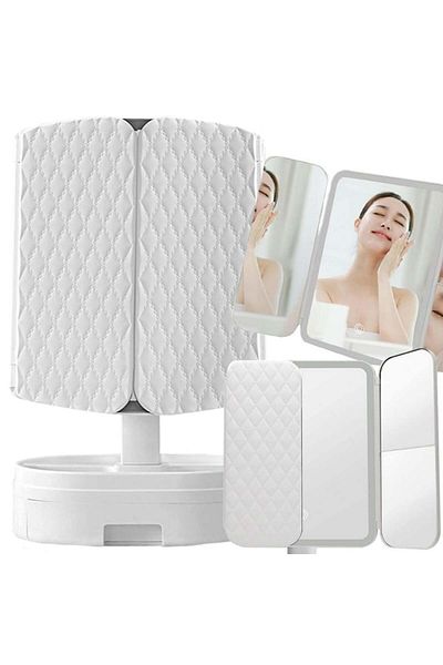 varioshop Oglinda LED VarioShop®, Lumina Calda/Neutra/Rece, Pliabila, Portabila, Unghi Inclinare Ajustabil, C