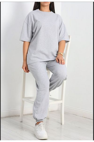 Tunicom Gray Plus Size Tracksuit Set