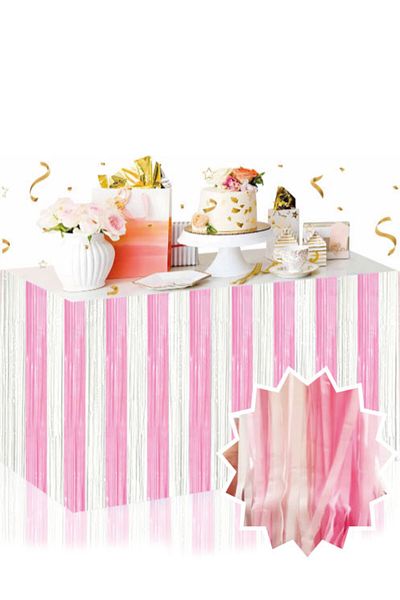 kidspartim Ροζ Λευκό Μεταβατικό Τραπέζι Φούντα 240x 75 cm