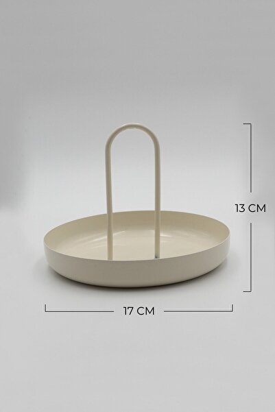 Fiyakalı Ürünler Atölyesi Cream Colored Metal Decorative Plate & Bowl, Keychain, Makeup Organizer, Bathroom Organizer, Snack Holder