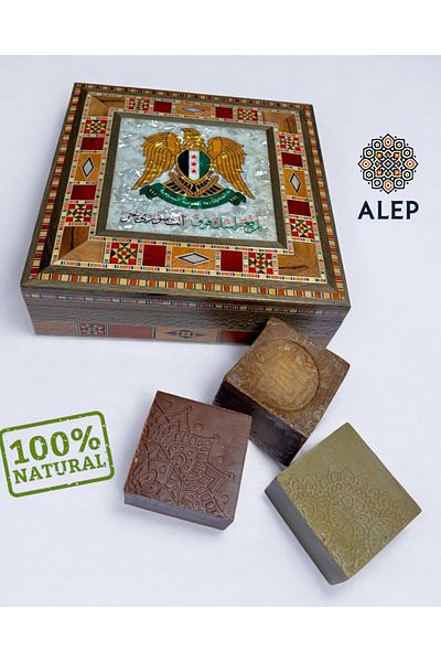 ALEP Natural Real Aleppo Soap in a Song Mosaic Box (Handmade)