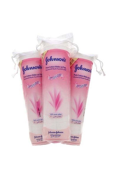 Johnson Pure Cotton Makeup Removal Pads, Pack of 3 (80 discs)