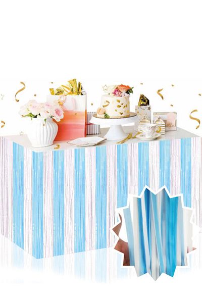 kidspartim Μπλε Λευκό Μεταβατικό Τραπέζι Φούντα 240x 75 cm