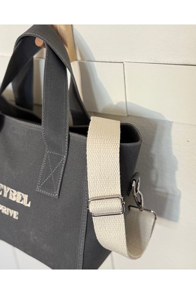 heybelprive Heybel Premium Gray Waxed Canvas Bag, Special Design Large Canvas Crossbody Bag, Waterproof Tote Bag