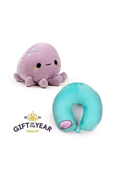 Puckator Octopus Travel Pillow or Plush Toy, 2 In 1, Reversible, Wendy Octopus, Relaxeazzz