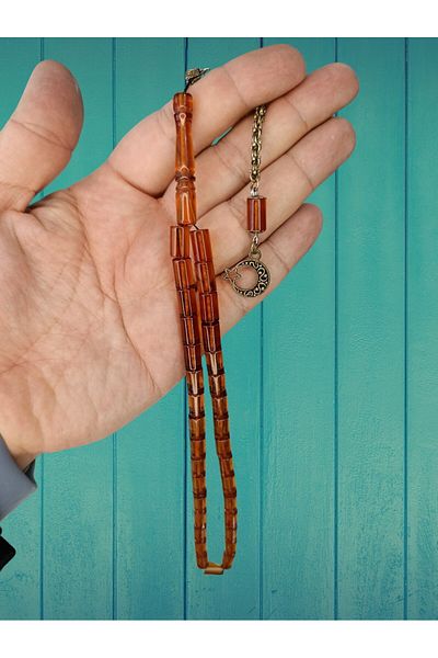 Anemore Collection Fire Amber Prayer Beads Cutout Καφέ Χρώμα T-78