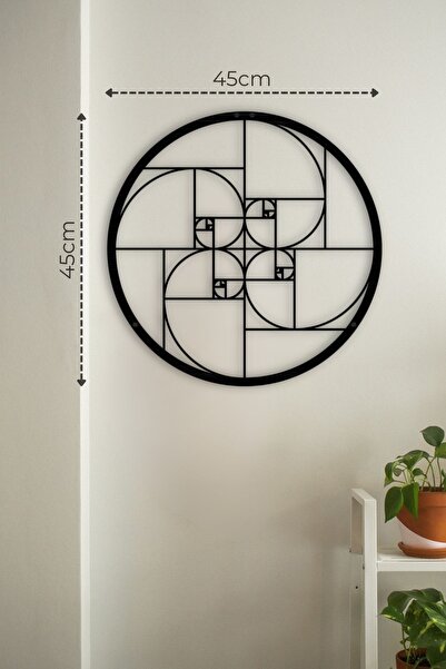 Metalium Concept Altın Oran Dekoratif Siyah Metal Duvar Tablosu 45x45cm [1226...