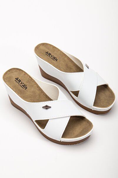 uway Orthopedic High Wedge Heels Cross Strap Comfortable Daily Slippers