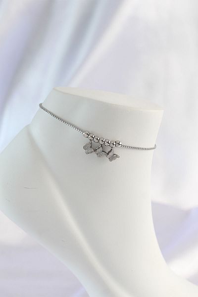 Skygo 316L Steel Silver Color Minimal Butterfly Design Anklet - Tj-Hh1570