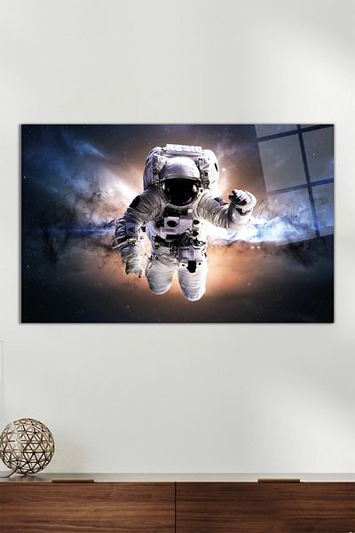 Vosevu Astronaut în spațiu Pictură orizontală pe sticlă, decor modern pentru birou, decorare de perete cadou, sticlă rezistentă la spargere