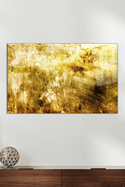 Vosevu Gold Lüks Soyut Yatay Cam Tablo, Modern Ev Ofis Dekoru, Hediyelik Duvar Dekorasyonu, Kırılmaz Cam