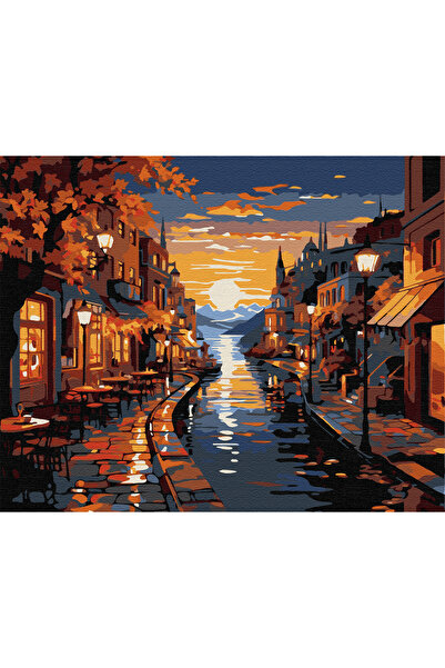 İZSA HOBİ Sayılarla Boyama Hobi Seti 40x50 Çerçeveli Numaralı Tuval Fırça Boy...