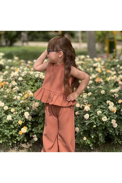 Süslüm Kids Brown Kids Pants Suit
