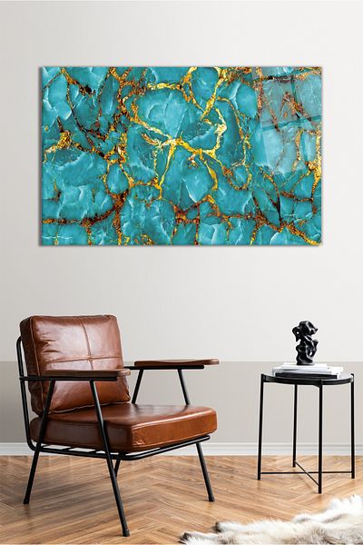 Vosevu Water Green Marble Pattern Οριζόντια γυάλινη επιφάνεια, Μοντέρνα διακόσμηση γραφείου σπιτιού, Διακόσμηση τοίχου δώρου, άθραυστη