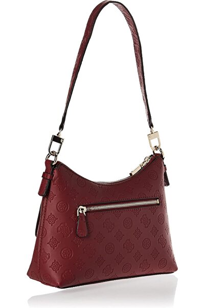 Guess Sirrah Top Zip Shoulder Bag for Women, Merlot Logo