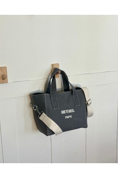 heybelprive Heybel Premium Gray Waxed Canvas Bag, Special Design Large Canvas Crossbody Bag, Waterproof Tote Bag