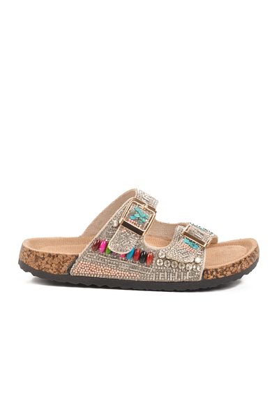 Guja Silver Stone Embroidered Girl's Slippers 25Y106-6 F