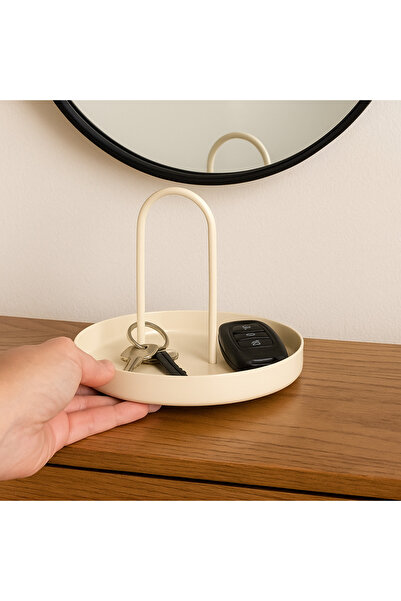 Fiyakalı Ürünler Atölyesi Cream Metal Jewelry Bathroom Kitchen Makeup Organizer Snack Holder Keychain Organizer Decorative Presentation Holder