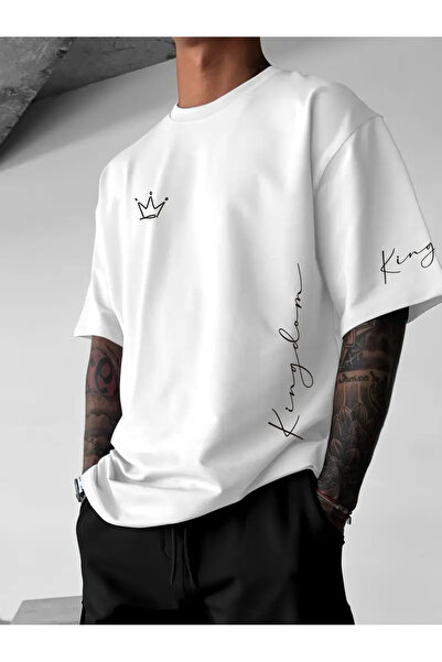 bellanova تي شيرت رجالي كبير الحجم – نمط تاج المملكة