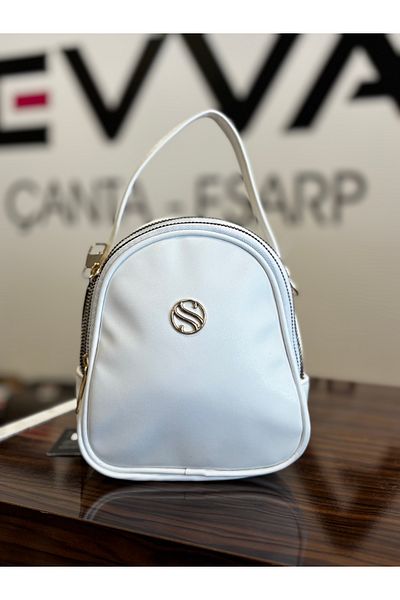 Sanmorris 1398 Women's Faux Leather Adjustable Cross Strap 3 Compartment Handy Shoulder Bag White