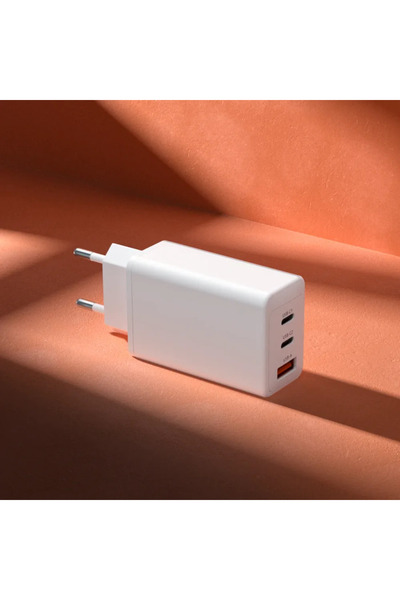 ABYZ Γρήγορος φορτιστής 65W, διπλή θύρα USB-C/A, 230V, λευκό. Ασφαλής γρήγορη φόρτιση ABYZ™.