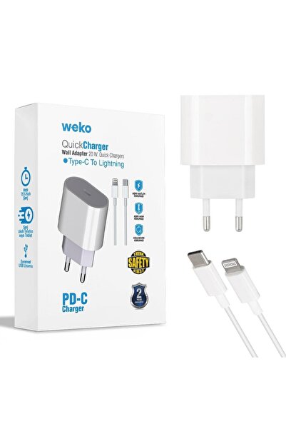 Powermaster Weko WK-21443 PD-C 20 Watt Telefon Şarj Adaptörü + Type-C To Ligh...