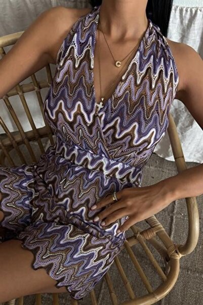 Eccey Butik بذلة صغيرة متعددة الألوان بنمط متعرج من إيدوليكا 1365