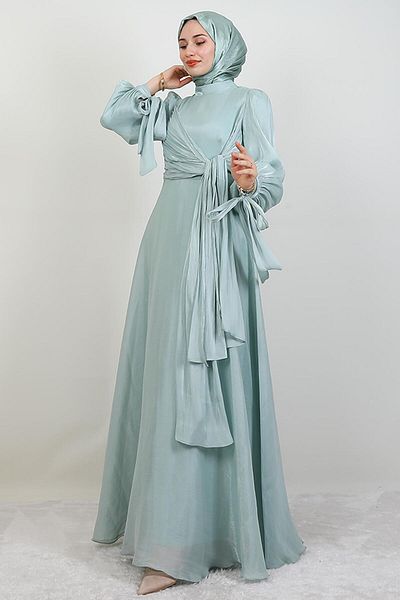 GİYZAMİLA Υάκινθος Φόρεμα Hijab Light Mint