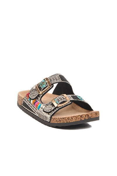 Guja Чорні капці для дівчаток з обробкою з чорного каменю 25Y106-6 F