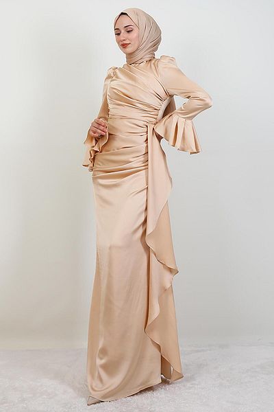 GİYZAMİLA Βραδινό φόρεμα Ilgin Hijab Honey Foam