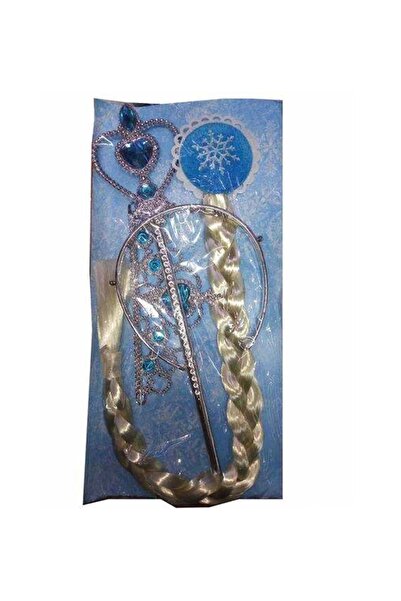 alpmodel Karlar Ülkesi Elsa Ayakkabılı Aksesuarlı 24 Cm Oyuncak Bebek Örgü Saç Taç Asa Seti 2li Set