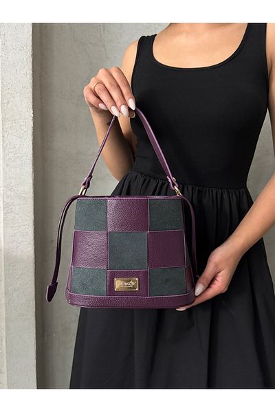 DERKON Genuine Leather Tezza Model Crossbody and Shoulder Bag Purple Color
