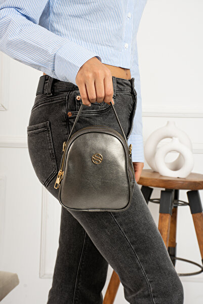 Sanmorris 1398 Women's Faux Leather Adjustable Cross Strap 3 Compartment Useful Shoulder Bag Platinum