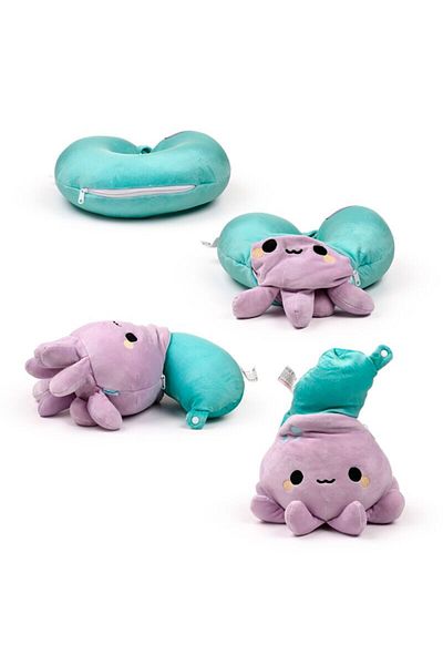 Puckator Octopus Travel Pillow or Plush Toy, 2 In 1, Reversible, Wendy Octopus, Relaxeazzz
