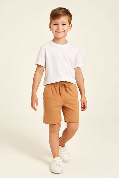 wakawakakidsstore Шорти с връзки за момче със свободна кройка - бежови