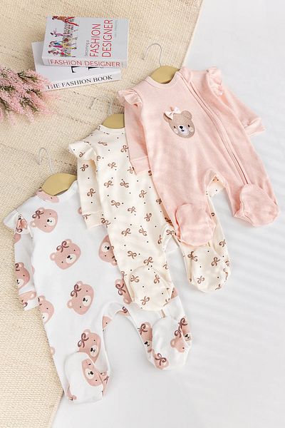 Babymod Triple 100% Cotton Baby Girl Rompers