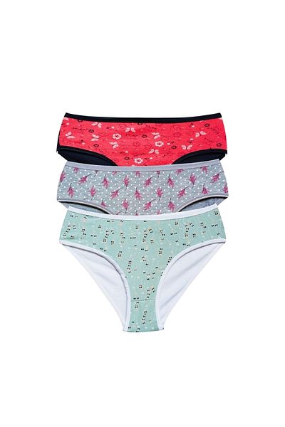 PRATİKOBA Cotton Wide Brim Lycra Patterned Bato Women's Panties 3 Pack Set1