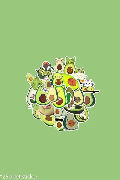 dadi ramba Avocado Cat- Bullet Journal - Agenda - Planner - Notebook - Laptop Sticker Sticker - Sticker Pack