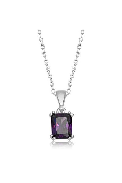 Emperium Silver Purple Baguette Stone Women's Necklace