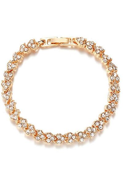 Evelise Tennis model bracelet, Zirconia stones, 18 cm, Gold