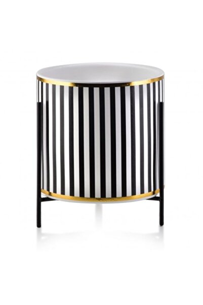 Evelise Ghiveci de flori de lux cu suport metalic, 12,5, înălțime 12 cm, alb ...