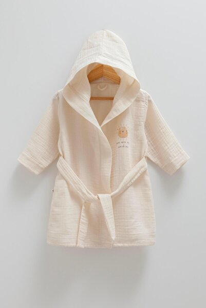 Caramell Müslin Unisex Bornoz Bej