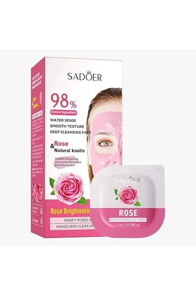 SADOER Rose Clay Mask for Blackhead Removal and Skin Brightening, 7.8 grams per 8 pieces, all skin types