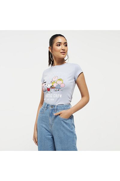 SP Characters Peanuts Graphic Print T-shirt with Cap Sleeves