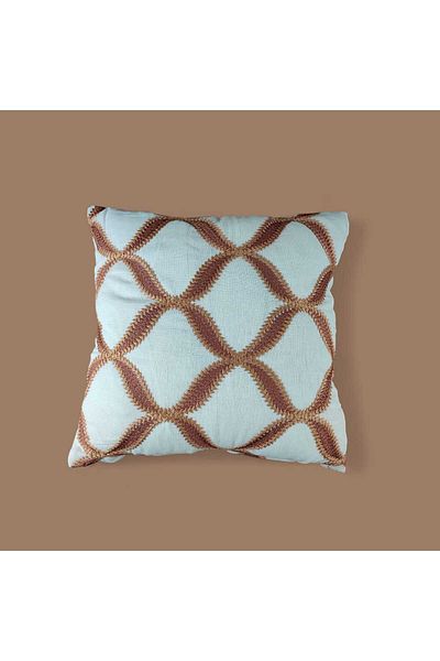 PİKKO HOME 45*45 cm Embroidered Poly-Linen Ecru Cushion Cover(Y)