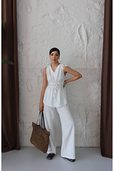 Ekim Store بدلة مزدوجة بحزام مجمّع وحزام خصر